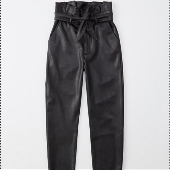 A&F Ultra High Rise Faux-Leather Paperbag Pants - Picture 2 of 3